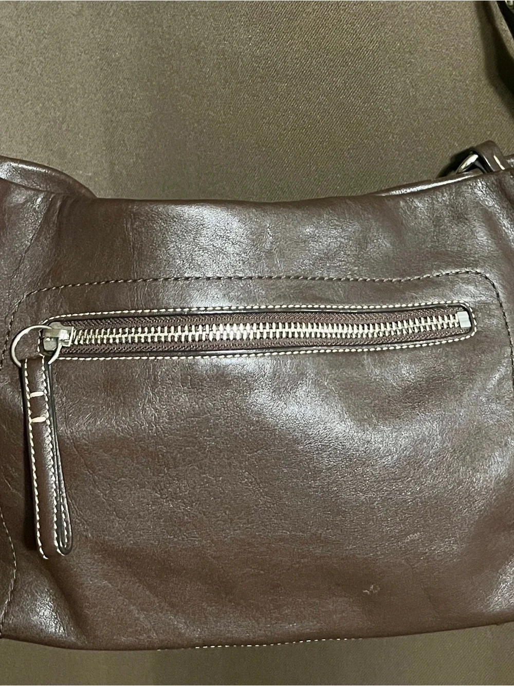 Coach Dark Brown Leather Shoulder Bag with Tassel
